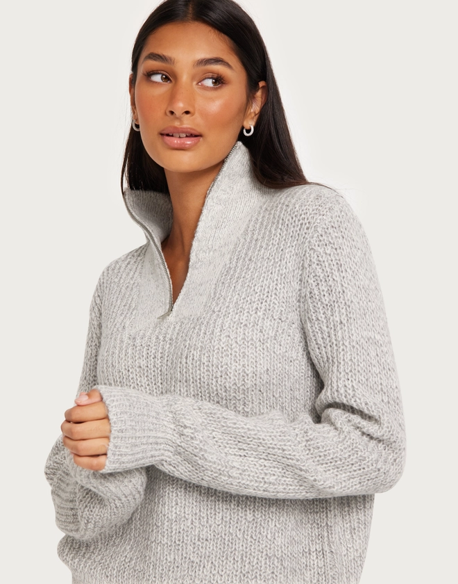 Buy Object Collectors Item OBJNOVA STELLA ZIPPER PULLOVER NOOS - Light Grey Melange Col | Nelly.com