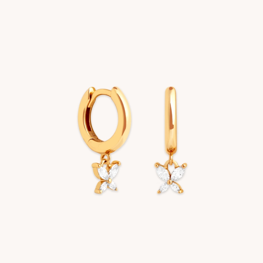 Butterfly Charm Gold Huggies | Astrid & Miyu Earrings