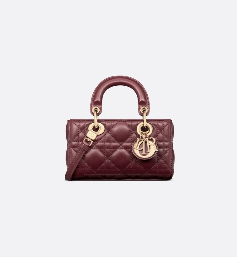 Micro sac Lady D-Joy Cuir d'agneau Cannage bordeaux | DIOR