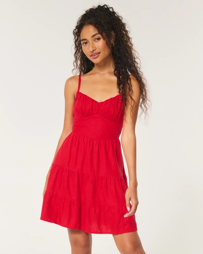 Femmes Robe courte dos nu en lin mélangé | Femmes Nouveautés | HollisterCo.com