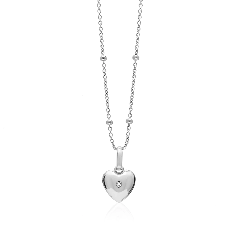 Heart Photo Locket Sphere Necklace (Silver)