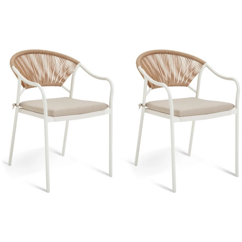 Buy Habitat Elvas Set of 2 Rattan Effect Garden Chair - Natural | Garden chairs and sun loungers | Argos