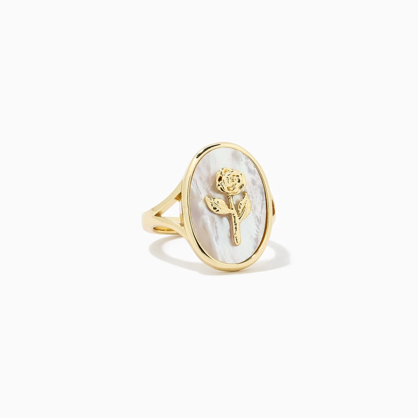 Pearlescent Rose Statement Ring in Gold | Uncommon James