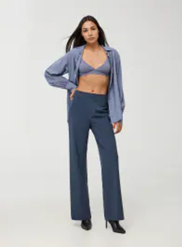 Pantaloni wide leg blu scuro | Terranova