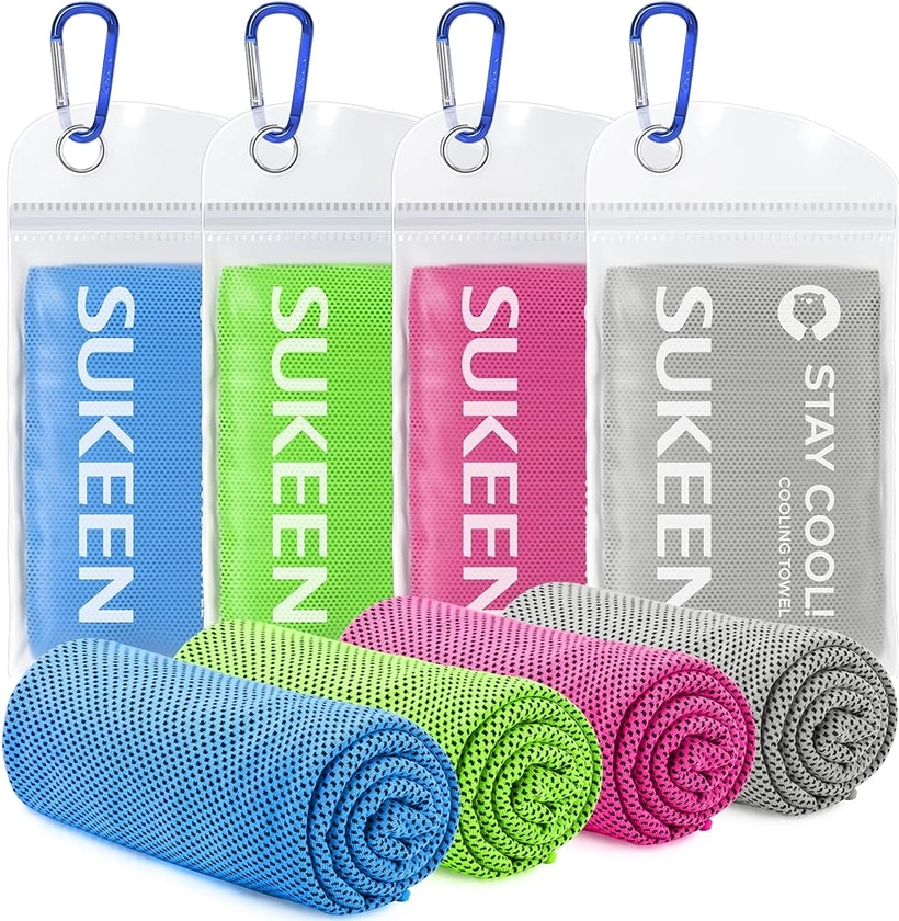 Sukeen Cooling Towel 4 Pack (40"x12"), Cooling Towels for Neck,Cool Down Towel,Soft Breathable for Golf,Sport,Running,Gym,Workout,Camping,Fitness,Workout & More Activities : Amazon.co.uk: Sports & Outdoors