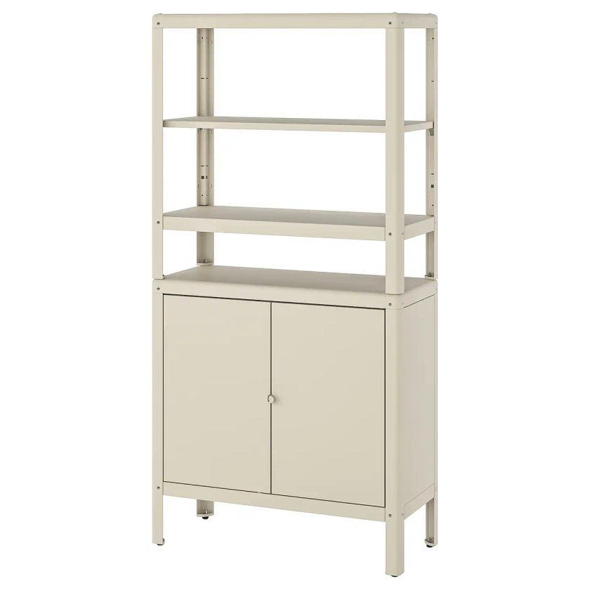 KOLBJÖRN shelving unit with cabinet, beige, 311/2x145/8x633/8" - IKEA