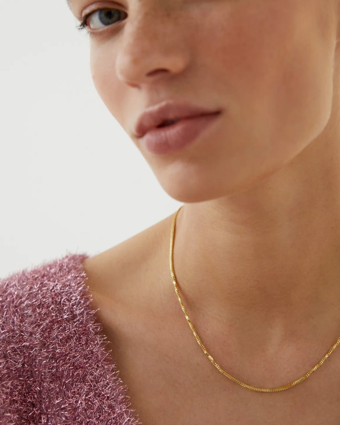 Oliver Bonas Rhea Twist Section Gold Plated Chain Necklace