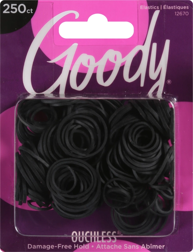 Goody Black Mini Rubberbands, All-Day Hold 250Ct Fine Hair - Walmart.com
