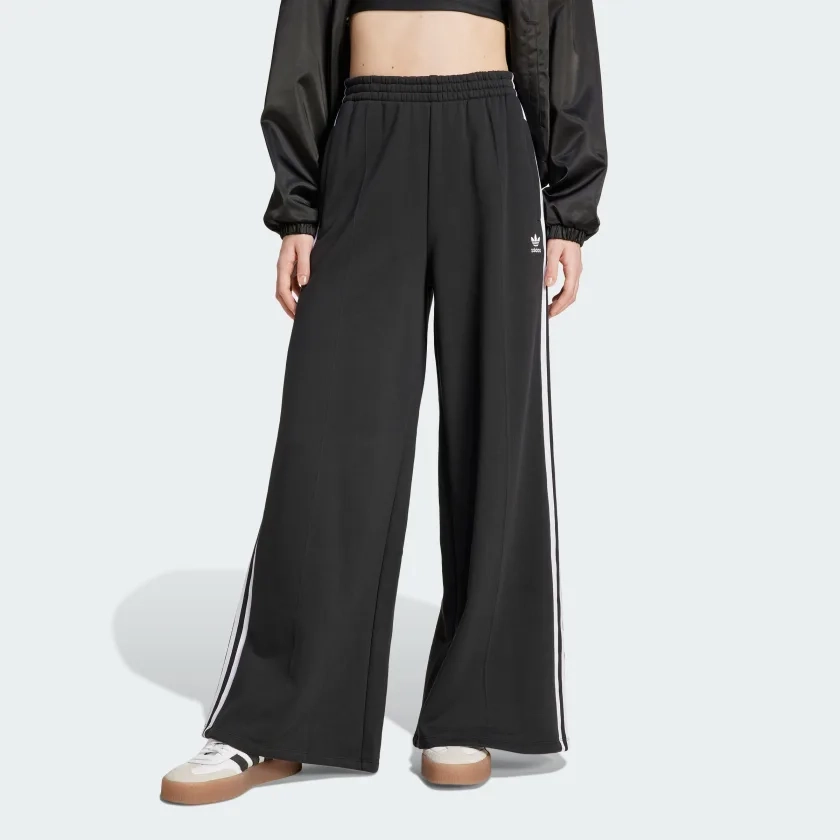 adidas Adicolor 3-Stripes Loose French Terry Wide Leg Pants - Black | Free Shipping with adiClub | adidas US