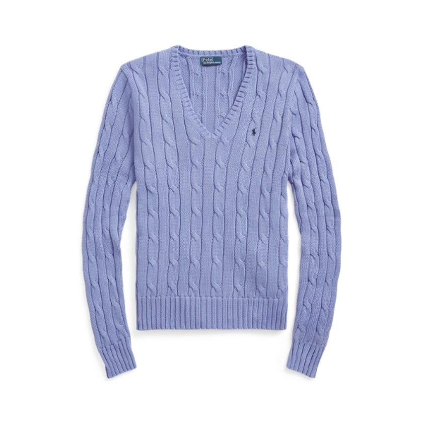 Cable-Knit Cotton V-Neck Jumper for Women | Ralph Lauren® UK