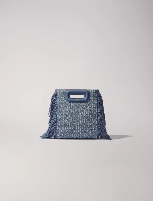 Sac M mini en toile denim et strass