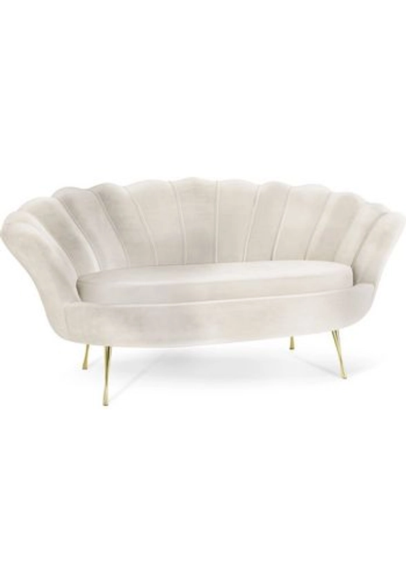 WFL GROUP Sofa Muschel, Samt 3-Sitzer Couch mit Golden oder Silber Metallbeinen