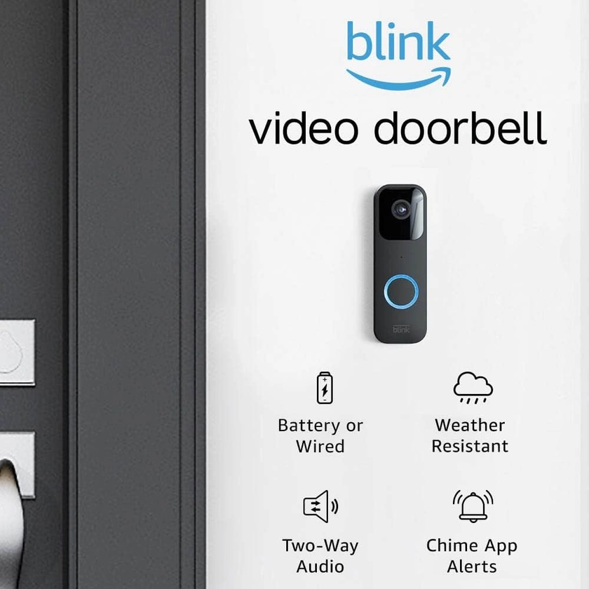 Certified Refurbished Blink Video Doorbell | Two-way audio, HD video, motion and chime app alerts, easy setup, weather resistant and Alexa enabled — wired or wire free (Black)