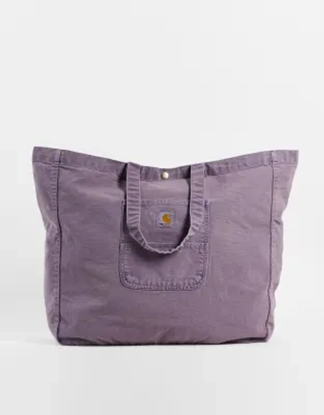 Carhartt WIP Bayfield large denim tote in washed purple | ASOS