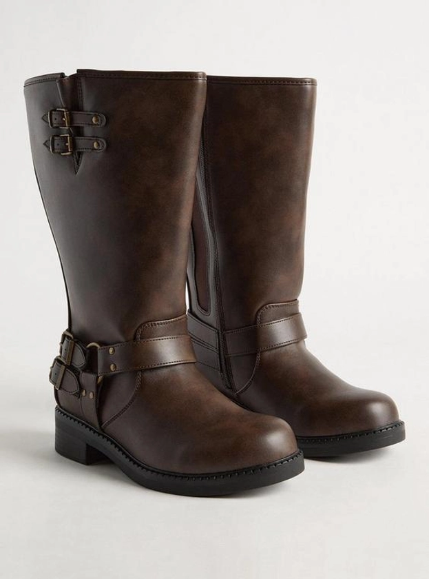 Multi Buckle Moto Knee Boot (WW)