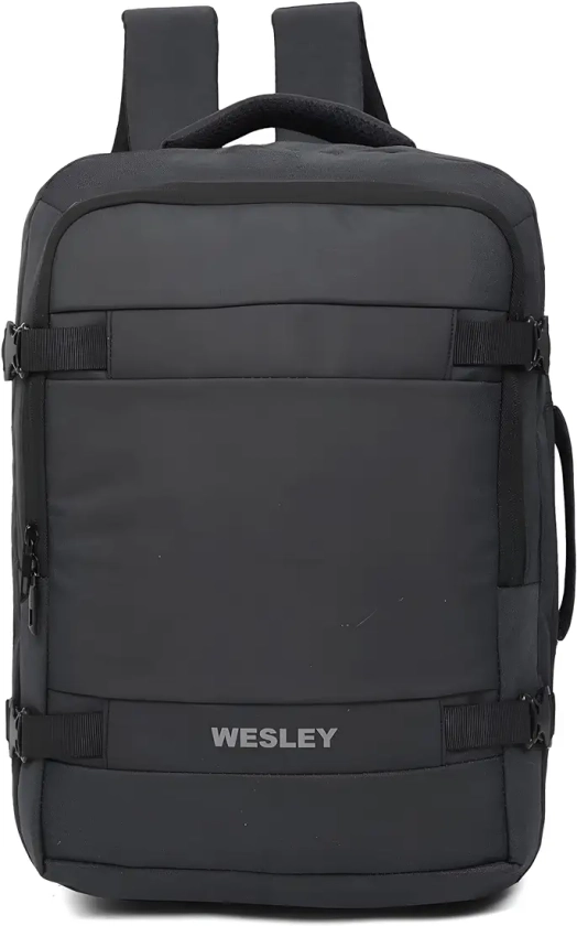 Buy Wesley Luxur 45 Ltrs Overnighter Expandable Travel Laptop Backpack, Flight Cabin Approved Carry On with 16 inch Laptop Compartment, Anti Theft feature business/Travel/Weekender/college Charcoal Black at Amazon.in