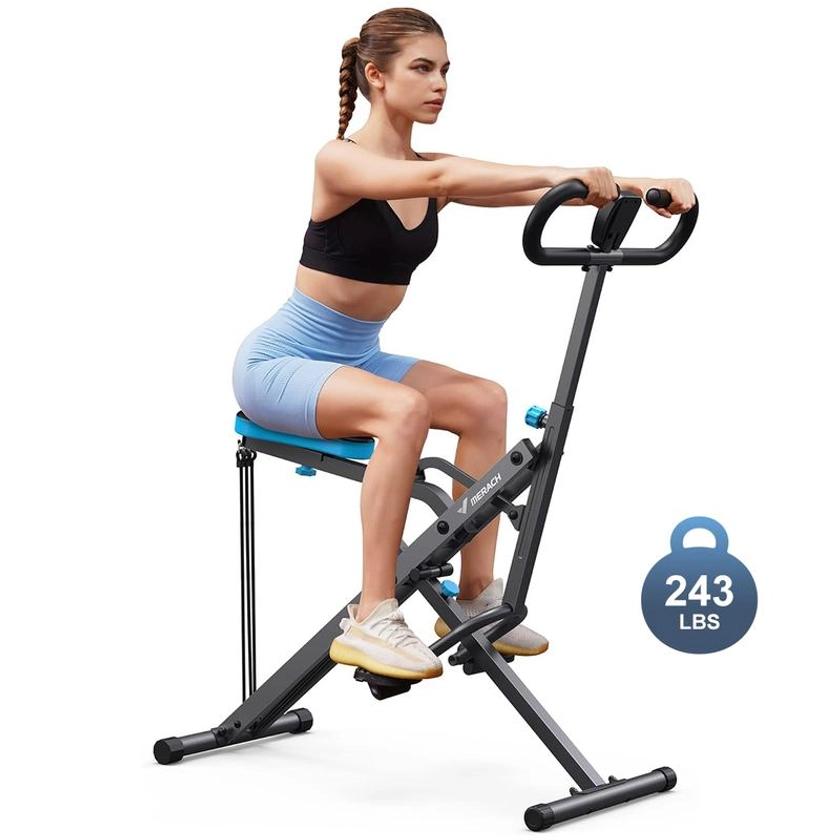 MERACH Squat machine for Glutes Workout With Adjustable Resistance, Easy Setup & Foldable Exercise Equipment, Glute & Leg Exercise Machine with 243lbs Weight Capacity, Rowing