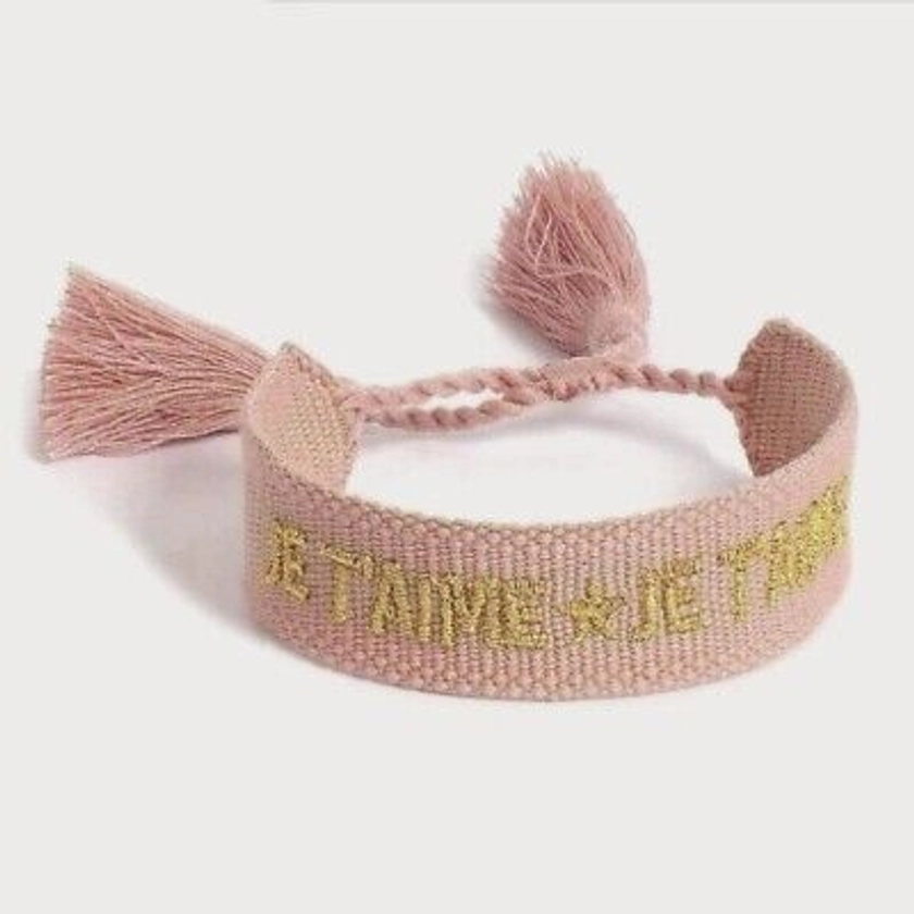 Bracelet Tissé JE T'AIME, Bracelet ajustable en coton Femme, Amitié, Cadeau | eBay