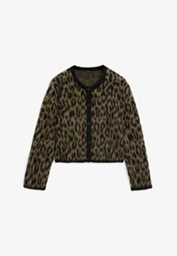 Massimo Dutti ANIMAL PRINT - Strickjacke - dark brown/dunkelbraun - Zalando.de