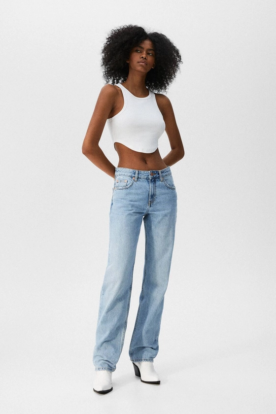 Jean droit taille moyenne - pull&bear