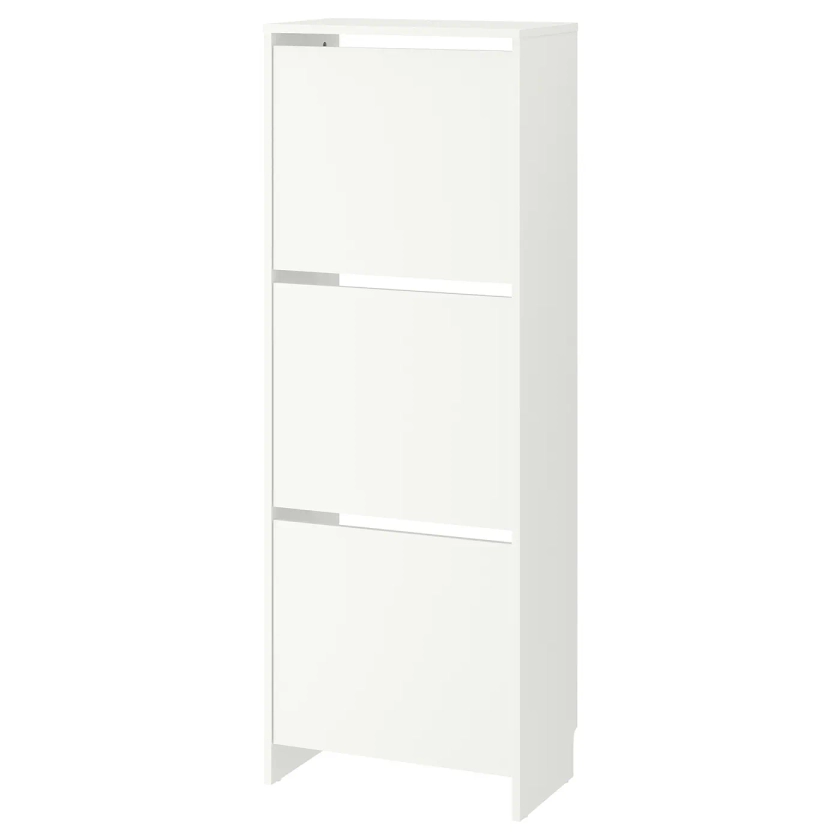 BISSA Shoe cabinet with 3 compartments, white, 49x28x135 cm - IKEA
