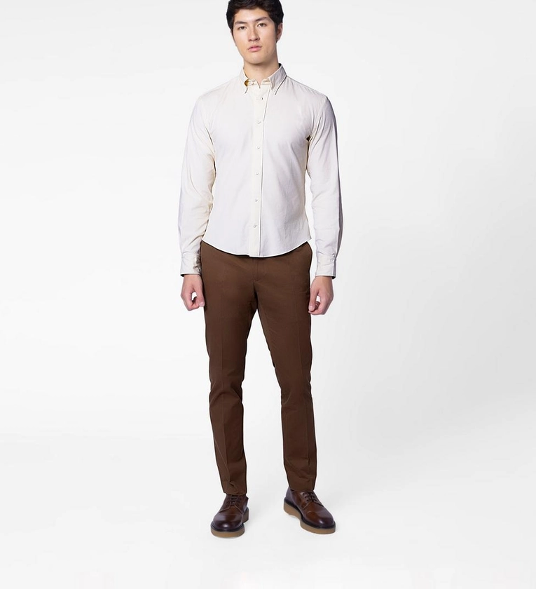 Men's Casual Shirts - Fairwood Corduroy Cream Casual Shirt | INDOCHINO