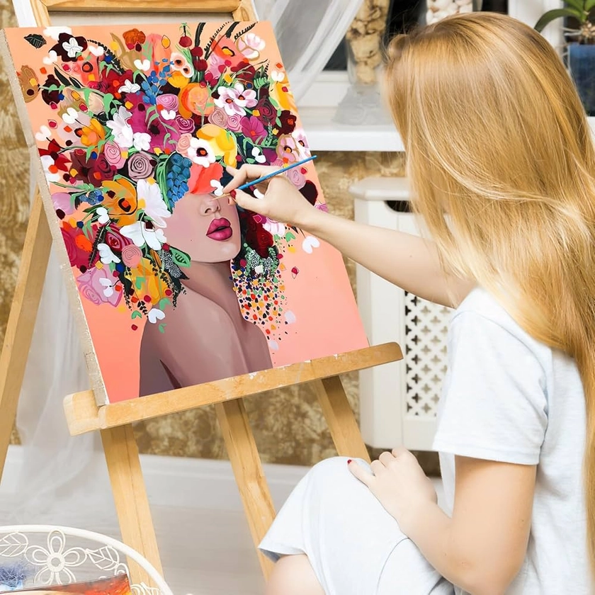 gelrovaled Peinture par Numéros pour Adulte, DIY Peinture Acrylique pour Adultes Enfants débutants Facile sur Toile 40×50 cm avec peintures et pinceaux, Flower Girl (sans Cadre) : Amazon.fr: Jeux et Jouets