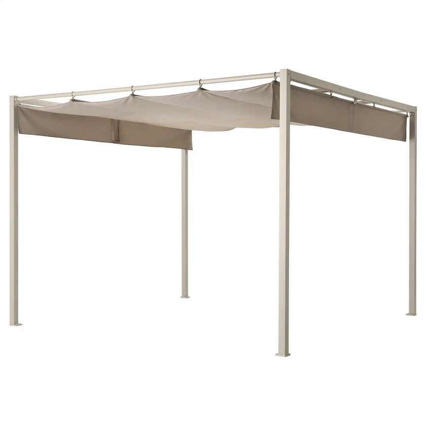 HAMMARÖN pergola, grey-beige/dark grey-beige, 300x300 cm - IKEA