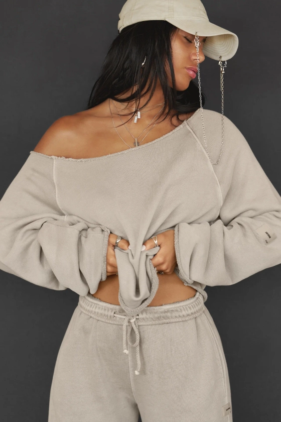 Slouchy Pullover Sweatshirt - Sand French Terry