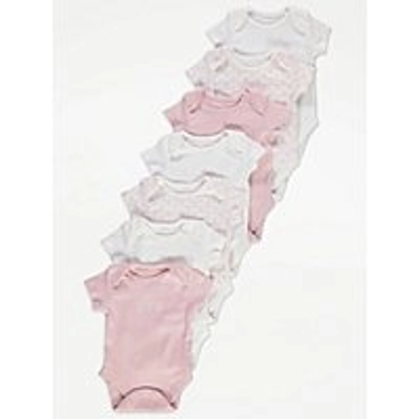 Pink Flower Short Sleeve Bodysuits 7 Pack | Baby | George at ASDA
