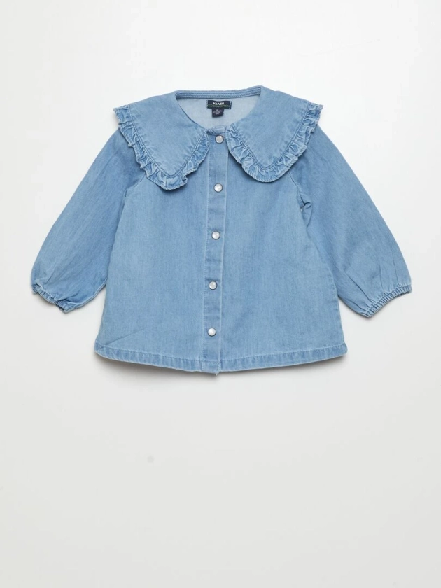 Chemise en denim col volanté