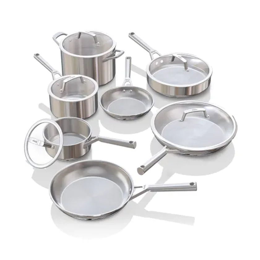 Ninja EverClad™ Commercial-Grade Stainless Steel Cookware 12-Piece Set EverClad™ Stainless Steel - Ninja