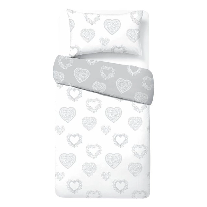 Nutmeg Home Easy Care Heart Duvet Set Single | Morrisons