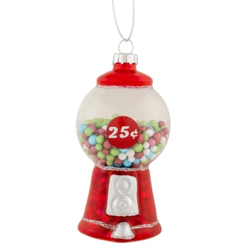 Northlight 4" Retro Gumball Machine Glass Christmas Ornament