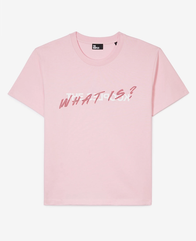 T-shirt What is avec strass rose | The Kooples - France