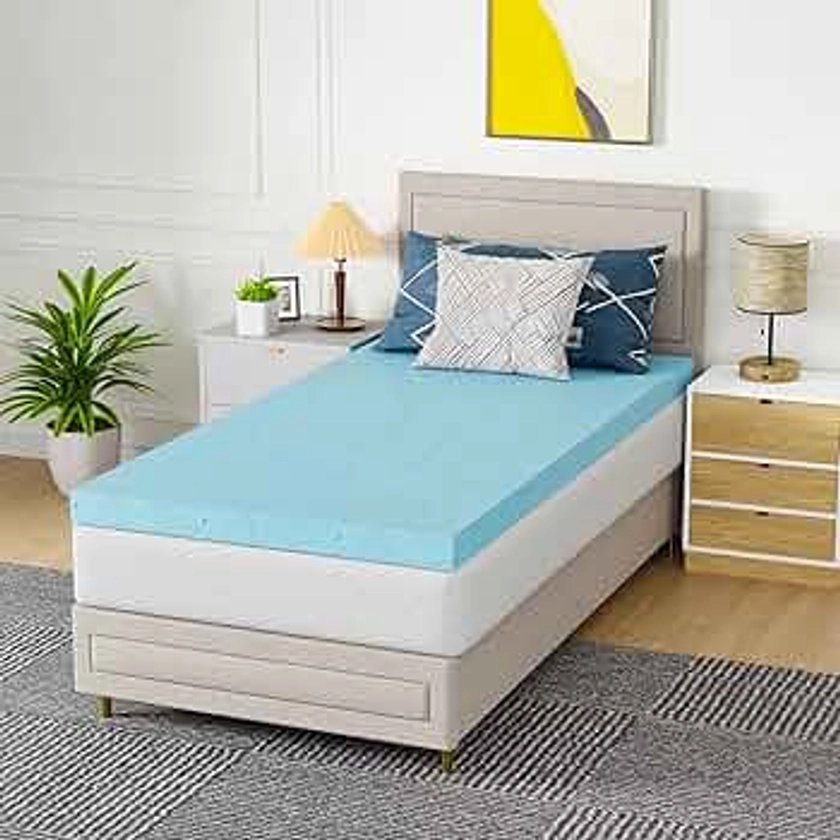 PayLessHere 3 Inch Gel Memory Foam Mattress Topper/Cooling Gel Infused Mattress Topper/CertiPUR-US Certified, (Twin)