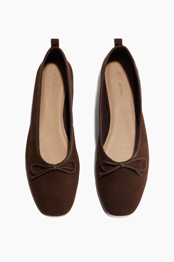 Ballerines en cuir - Talon plat - Marron foncé - FEMME | H&M FR