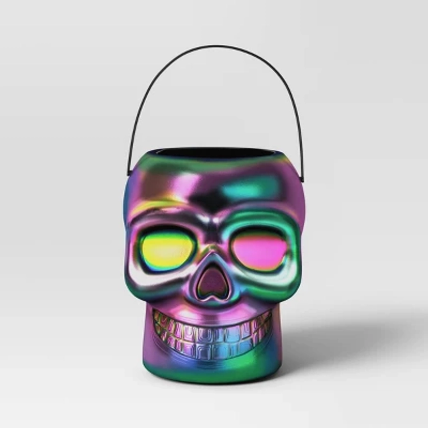 8" Skull Halloween Trick or Treat Container Basket Neon - Hyde & EEK! Boutique™