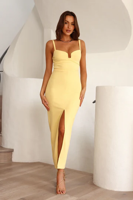High End Style Maxi Dress Yellow