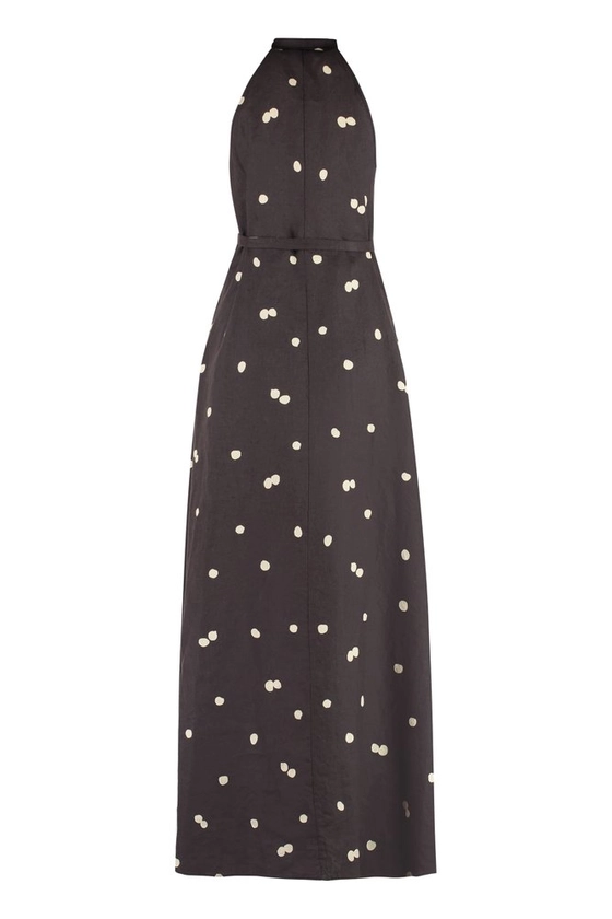 Aspesi Polka-Dot Printed Tie-Neck Midi Dress