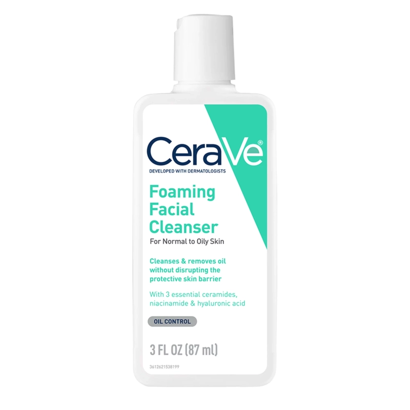 CeraVe Foaming Facial Cleanser, Daily Face Wash for Normal to Oily Skin, 3 fl oz.