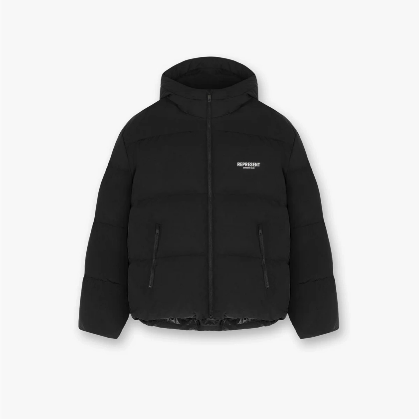 Represent Owners Club Hooded Puffer Jacket - Black