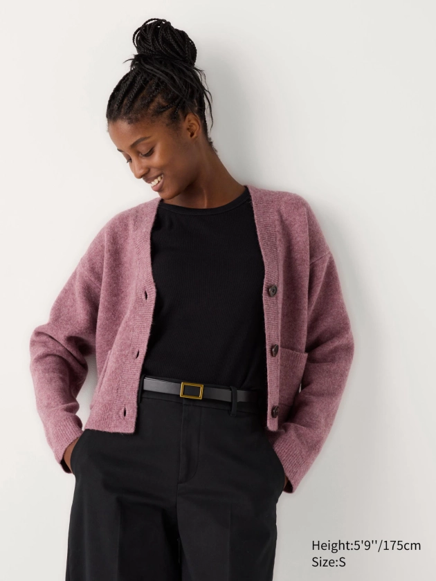 Women's Soufflé Yarn V Neck Short Cardigan | UNIQLO UK