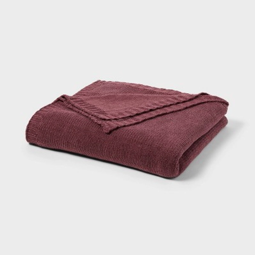 Full/Queen Knit Blanket Maroon - Threshold™