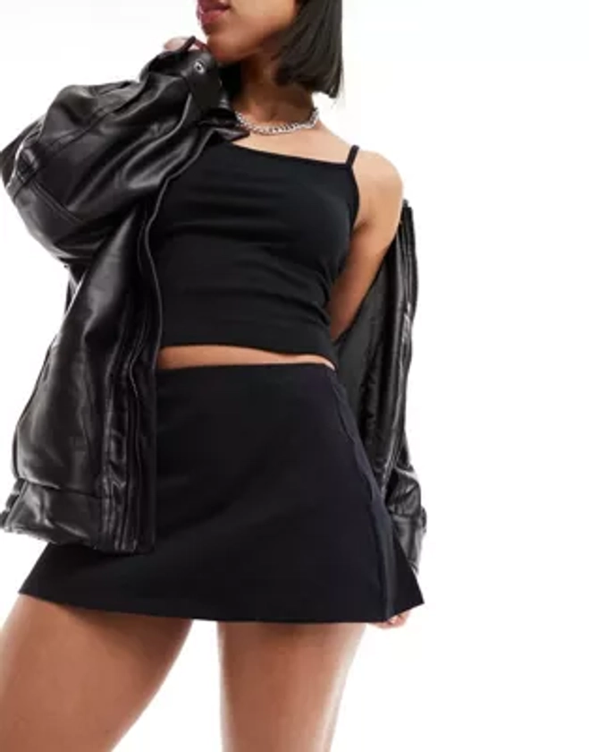 Motel classic low rise jersey mini skirt in black | ASOS