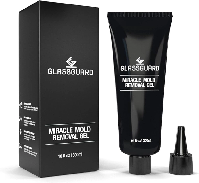 GlassGuard Miracle Mould Removal Gel for Kitchen | 300ml Mould Cleaner for Bathroom Shower | Heavy Duty Grout Stain Remover for Bathroom/Glass/Tile Surfaces | Household Cleaning Supplies