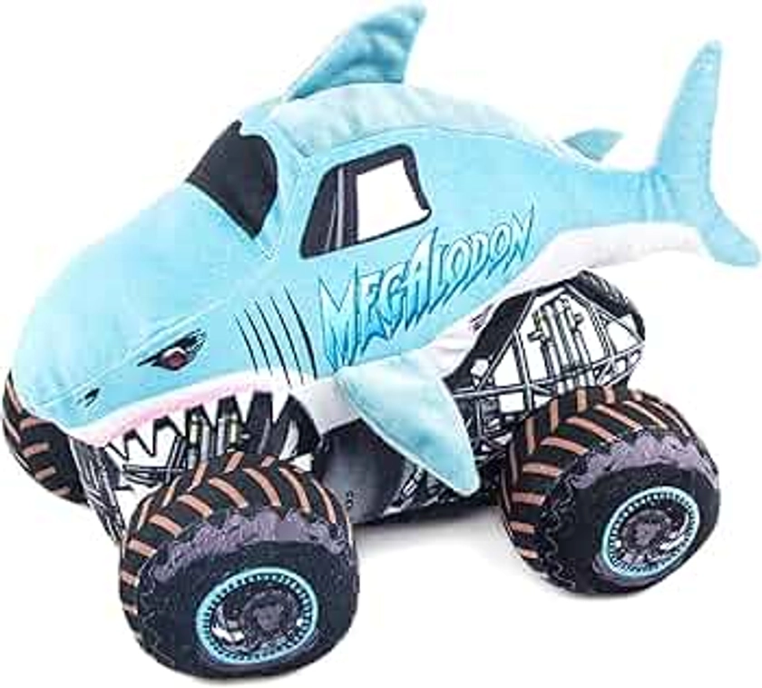 Jay Franco Monster Jam Plush Stuffed Megalodon Pillow Buddy - Super Soft Polyester Microfiber, 16 inches