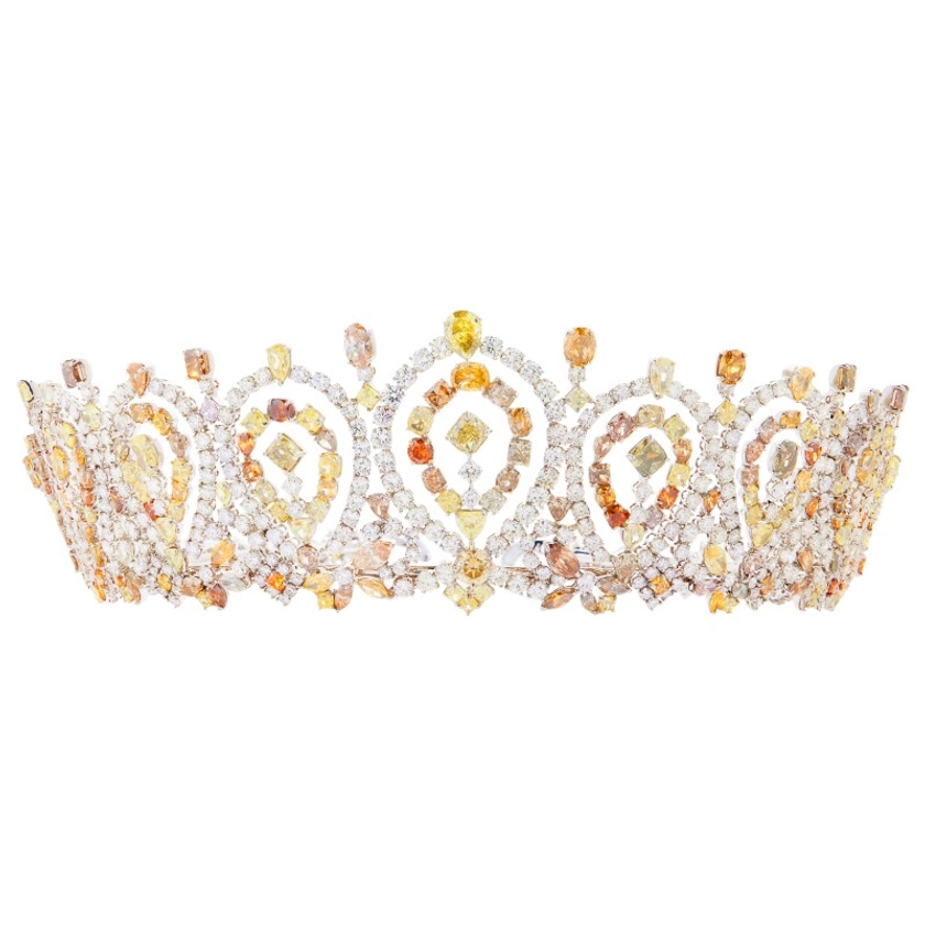 White Gold 127.80ctw Fancy Colored Diamond and 62.30ctw Diamond Tiara