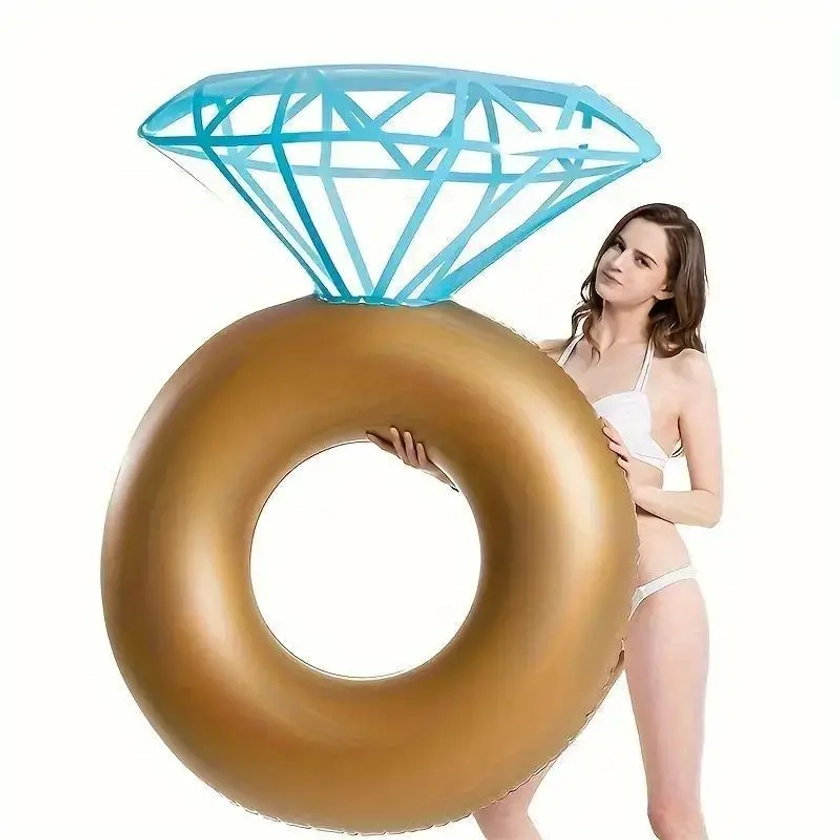 1pc, Creative Inflatable Swimming Ring, PVC Swimming Pool Floating Ring For Party Decoration, Theme Party Supplies