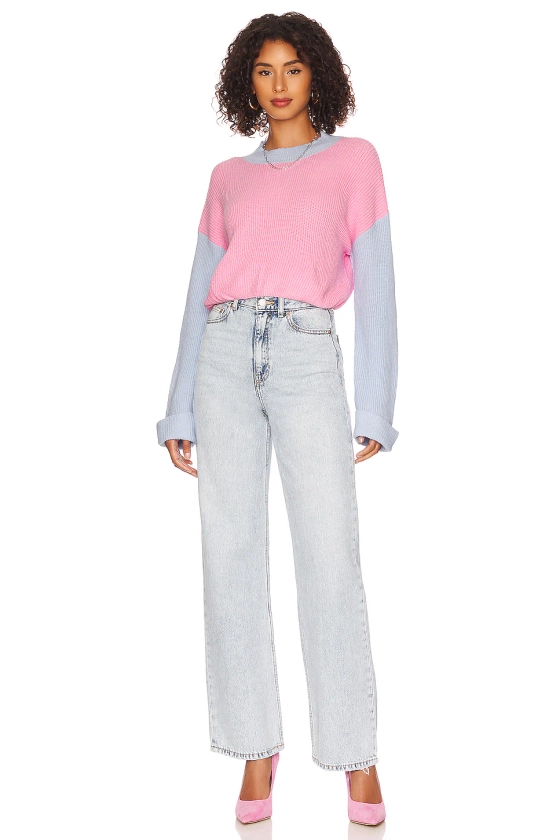 MORE TO COME Kate Ribbed Sweater in Pink & Blue | REVOLVE